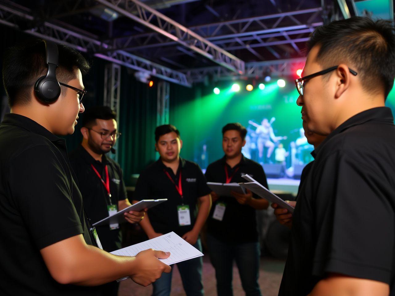 ElectricPoint crew during a backstage briefing