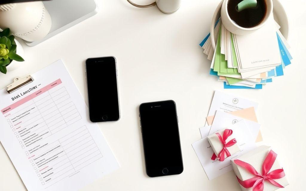 Launch planning materials laid out on a desk