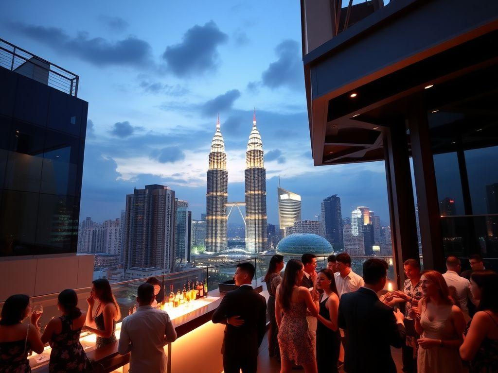 Rooftop launch party with KL skyline